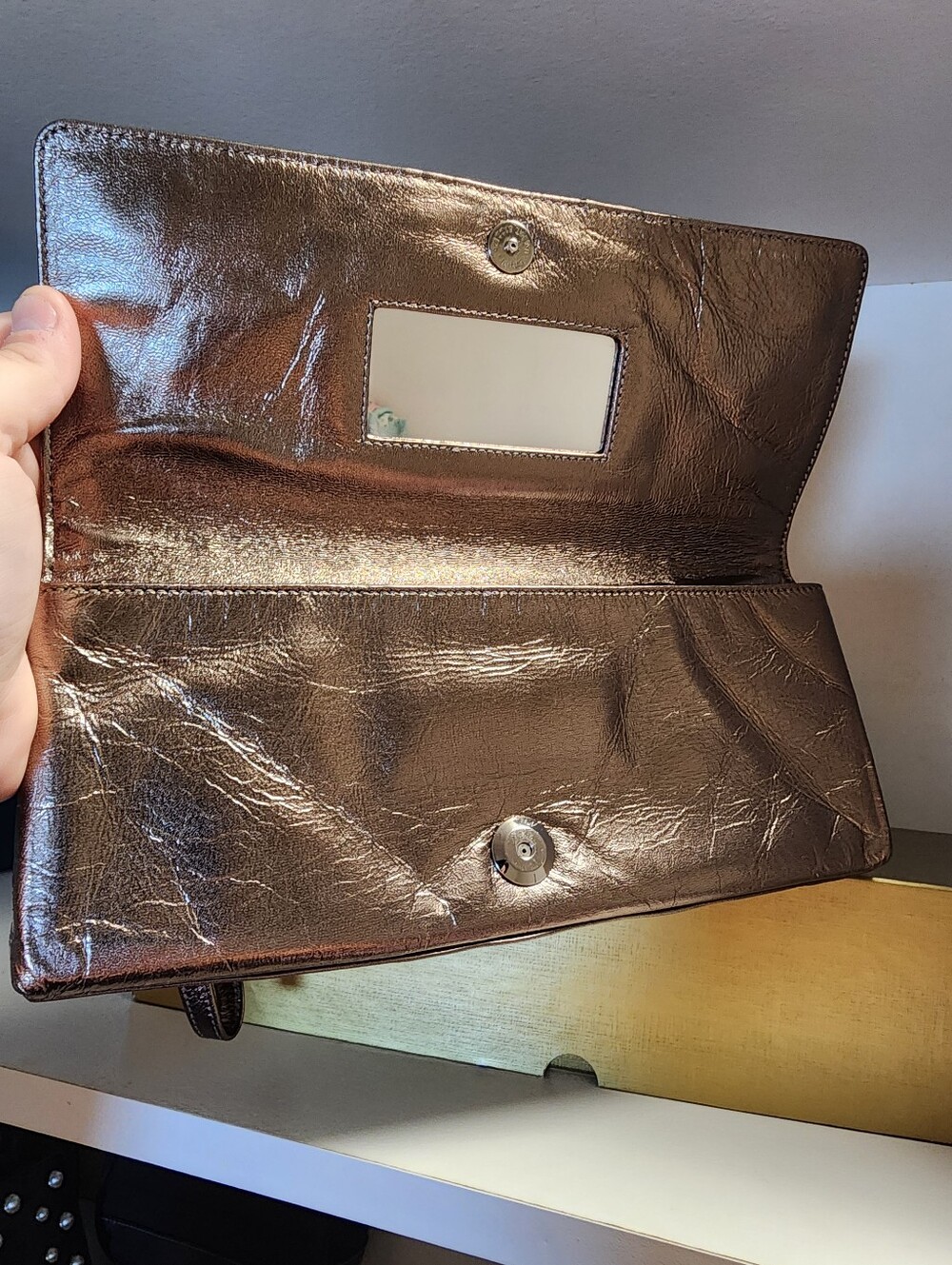 Coach Vintage Metallic Belted Clutch With Mirror, Lamba Nappa, EUC, 2003, 9793 - Picture 8 of 13